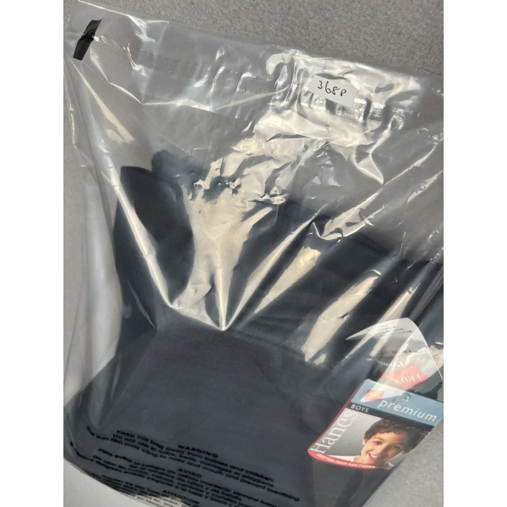 Hanes Premium Sweatshirt Youth XS 4/5 Black Crewneck Long Sleeve Vintage 3688